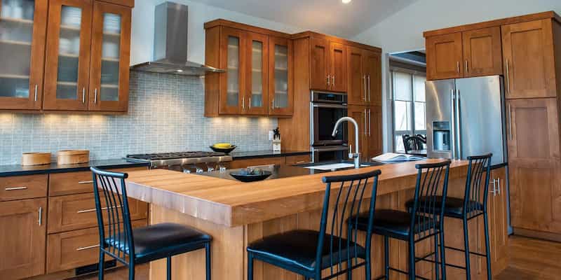 Interior remodeling with modern kitchen and living area